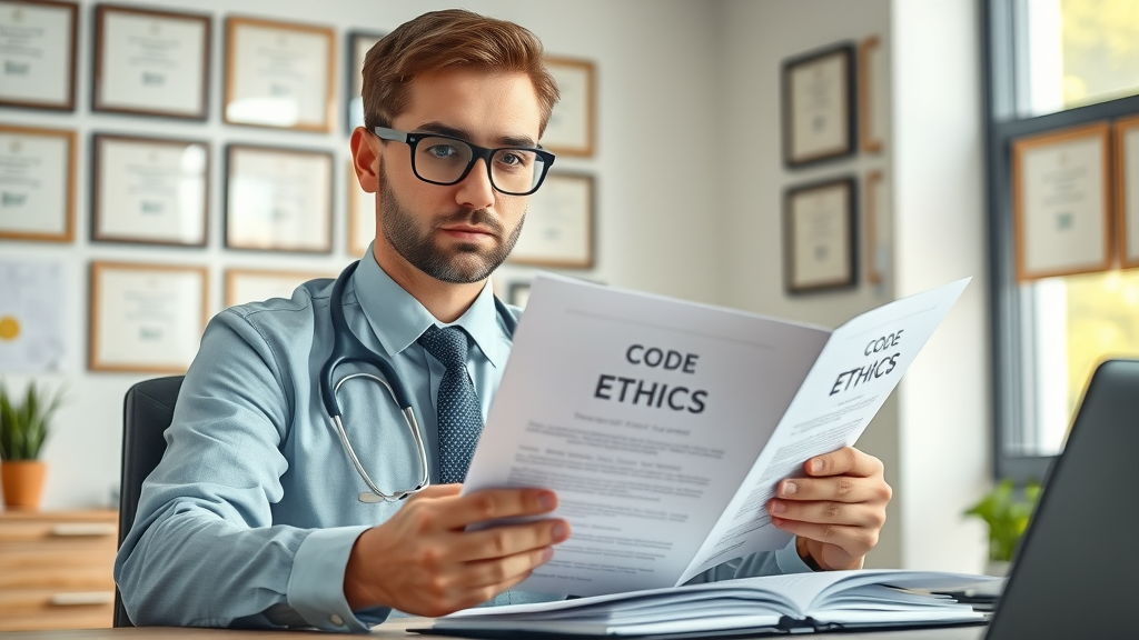 Professional hypnotist referencing ethical guidelines while practicing top hypnosis techniques