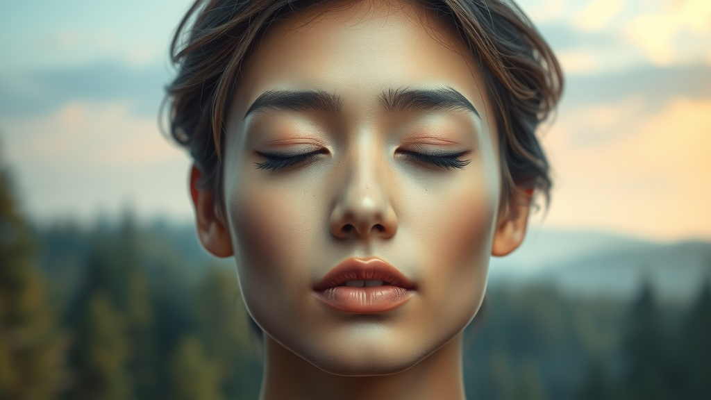 Individual using visualization techniques for stress relief during a hypnosis session