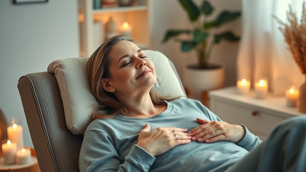 Person in deep relaxation during hypnosis for breaking bad habits, illustrating the hypnotic state