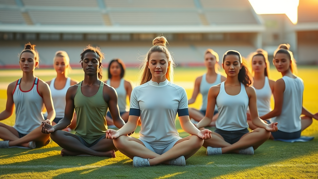 athletes practicing hypnosis for peak performance together outdoors