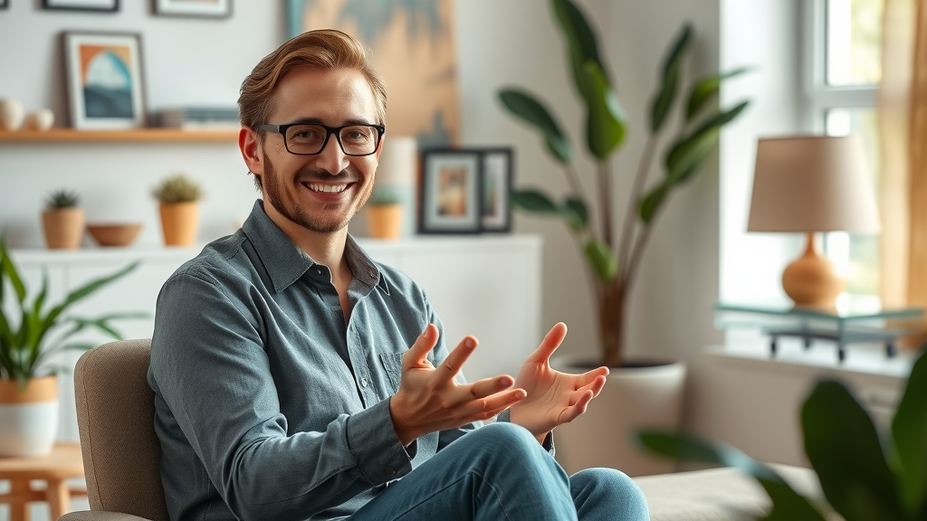 Certified hypnotherapist in contemporary office guiding client through hypnosis session