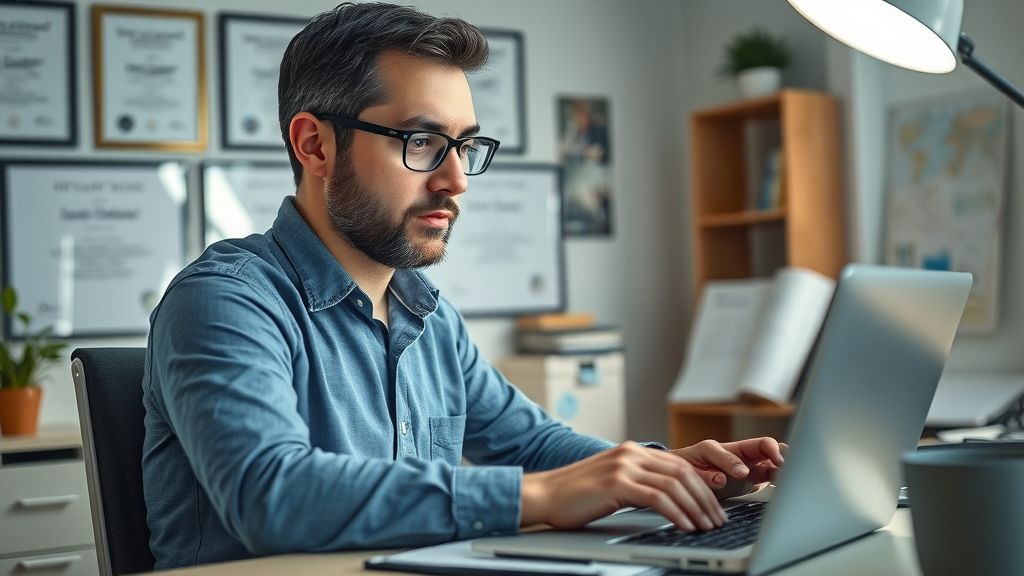 Professional certified hypnotherapist engaging in continuing education online