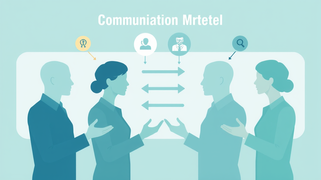 NLP communication model infographic showing information flow in neuro-linguistic programming with stylized people and arrows.