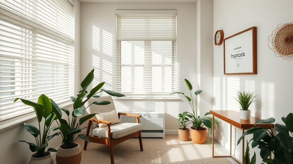welcoming hypnosis for weight loss therapy office with comfortable chair and natural light