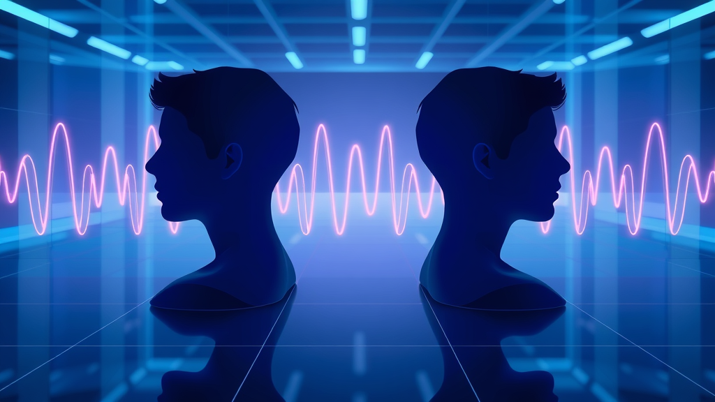 Visual infographic comparing brainwave patterns during hypnosis and meditation; human silhouettes with gentle wave lines in calming blues and violets.