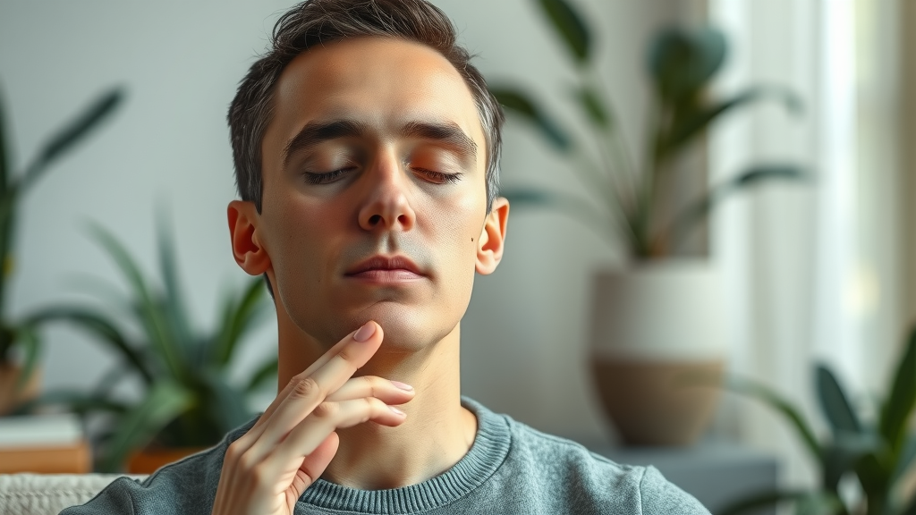 Contemplative individual receiving hypnosis and sensory anchor: anchoring in hypnosis how it shapes the mind, photorealistic, natural setting, realistic details, soft sunlight