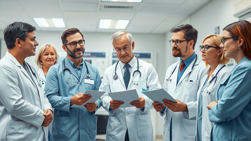 medical team of doctors and psychologists discuss clinical hypnosis patient care conference room