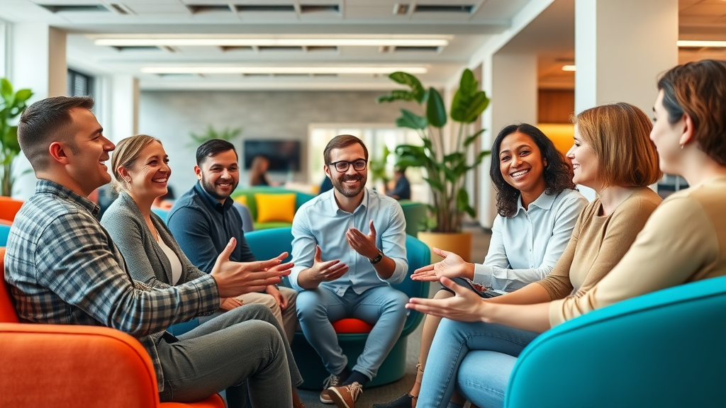 Group collaborating and discussing, embodying context reframing in NLP applications