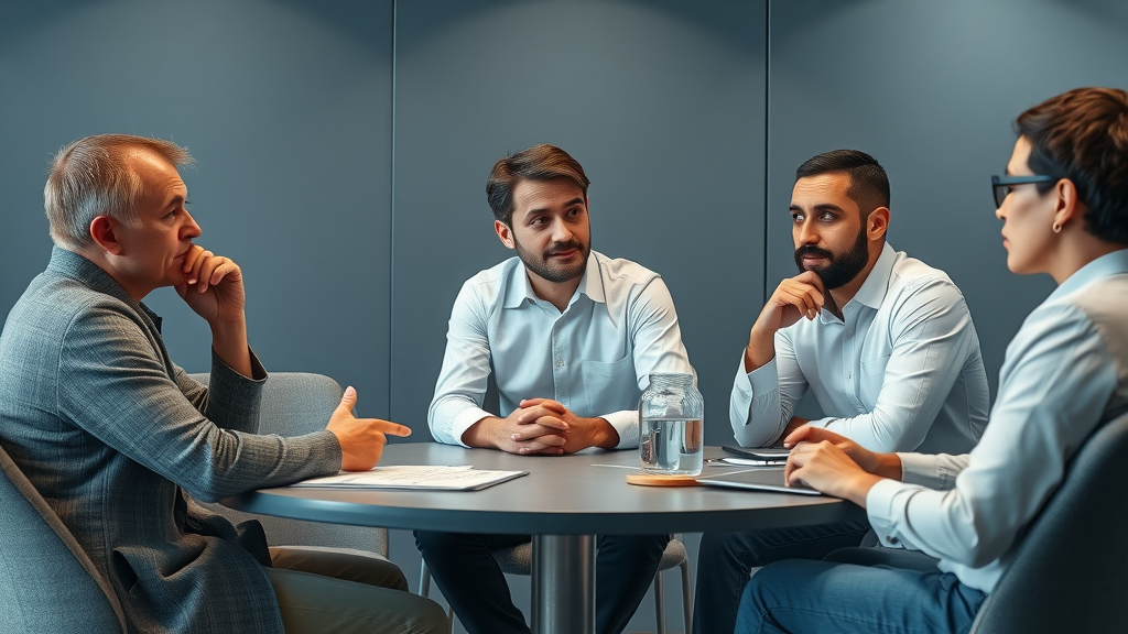 Three psychologists discussing hypnosis for depression support what research says in a roundtable seminar setting