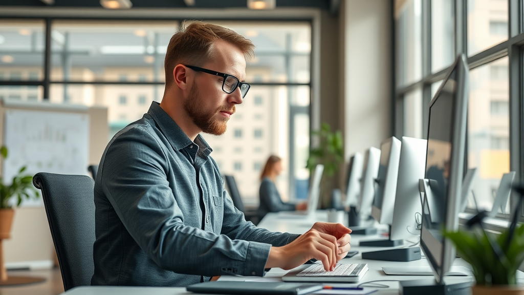 Unconscious Processes in Daily Life: Busy professional multitasking and organizing, illustrating the role of automatic subconscious behaviors and habits in everyday routines.