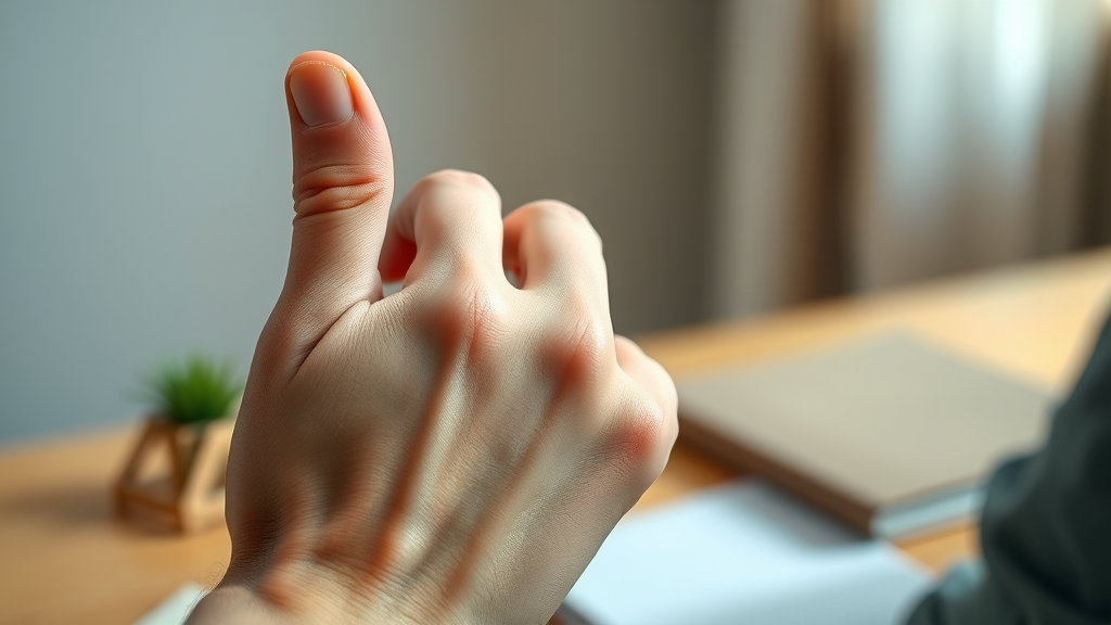 nlp anchors - Hand gesture for anchoring in NLP, showing thumb and forefinger squeeze as confidence anchor technique