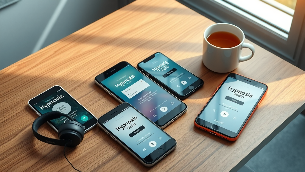 hypnosis audio apps for self-hypnosis for building self-discipline displayed on modern mobile devices