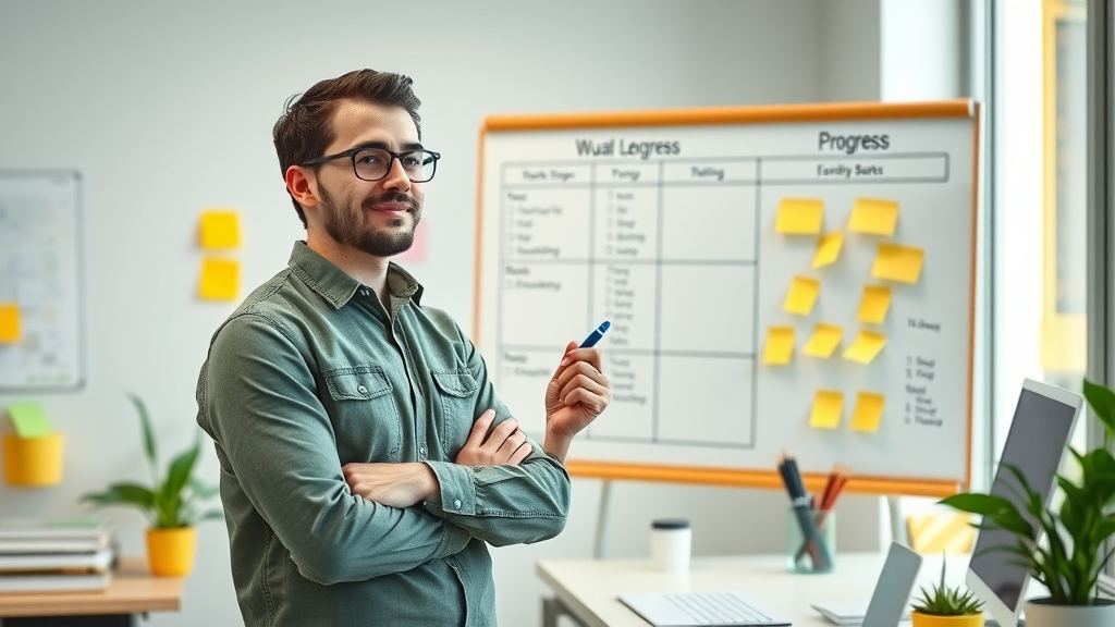 self-hypnosis for building self-discipline - confident individual visualizing goals with checklist in modern workspace