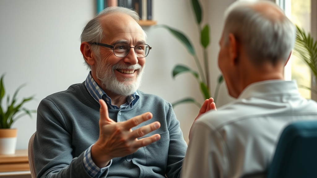 milton erickson guiding patient through modern trance, contemporary hypnotherapy, calming therapy room, history of hypnosis