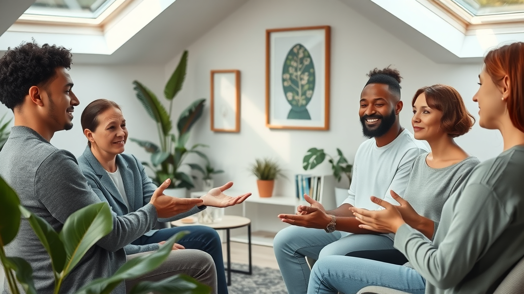 contemporary therapy session with modern hypnotherapist, diverse clients, clinical hypnosis in practice, modern hypnosis, history of hypnosis