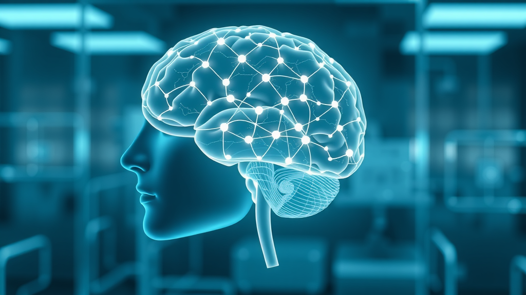 Conceptual brain illustration highlighting language pathways—NLP language patterns that influence the subconscious mind, photorealistic human head diagram with glowing neural connections